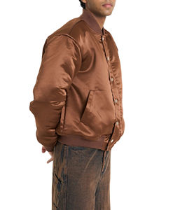 Chaqueta universitaria de satén de alta visibilidad OEM estilo de béisbol bombardero personalizado para eventos clubes ropa de calle y uso promocional - Product Image 5