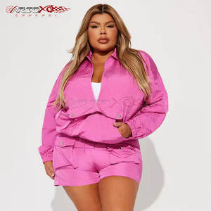 ชุดกางเกงขาสั้นกันลมสองชิ้นสำหรับผู้หญิงชุดกางเกงขาสั้นกันลมระบายอากาศได้ดีดีไซน์บล็อกสี - Product Image 4