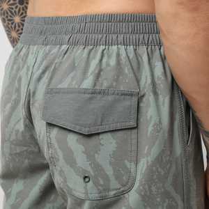 Shorts de planche en toile vintage pour hommes taille moyenne Spandex tissu anti-rides écologique confortable plage surf coupe classique - Product Image 4