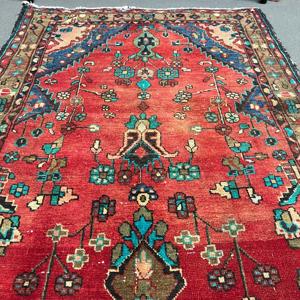 พรมตุรกีขนาด 3.5x9.2 ฟุต, พรมวินเทจลายทาง, พรมลายสัตว์สีแดงน้ำเงิน - Product Image 3