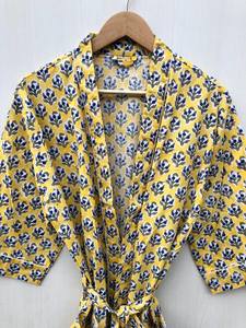 ชุดกิโมโนผ้าฝ้ายลายดอกไม้ พิมพ์ลายบล็อก สไตล์โบฮีเมียน ชุดเจ้าสาว ขายส่งราคาดีที่สุด - Product Image 2