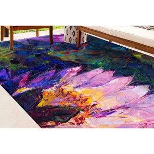 Alfombra Estampada: Alfombra Moderna de Chenilla con Diseño Floral para Entrada de Casa de Campo, con Pelo Suave - Product Image 2