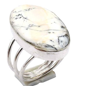 Lote al por Mayor de Anillos de Boda Cristianos Vintage de Plata de Ley 925 con Engaste de Bisel Fino y Piedra Preciosa Howlite Facetada de Corte Ovalado - Product Image 1