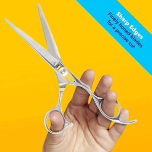 Professional Stainless Steel Barber <b>Hair</b> <b>Cutting</b> <b>Scissors</b> with Sharp Razor Edge Blade Fixed Finger Rest Durable Shears <b>for</b> Salon - Product Image 1