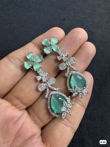 Nouvelles Boucles d'Oreilles de Mariage Indiennes Exclusives et Légères en Argent Plaqué, Motif Floral, Style Ethnique, pour Femmes Américaines - Product Image 3