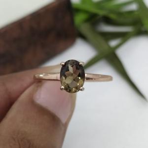 Bague en quartz fumé naturel, argent sterling 925, bijoux bohèmes élégants et luxueux, cadeau de mode pour femmes et filles, design unique - Product Image 1