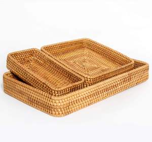 Les meilleures ventes Lavihexco rotin plateaux de service ensemble de 3 Handwicker haute qualité taille personnalisable en gros du Vietnam - Product Image 3