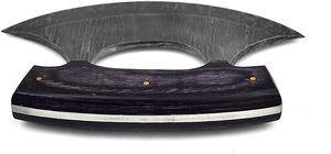 Couteau Ulu en acier Damas, poignée ergonomique et lame incurvée multi-usages pour la cuisine domestique, l'usage commercial et la cuisine en plein air - Product Image 3