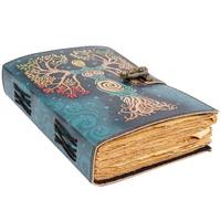 NEW ERA Carnet de notes en cuir vintage avec papier à bords frangés, impression UV 'Mère Terre', 120 feuilles, reliure thermique, promotionnel