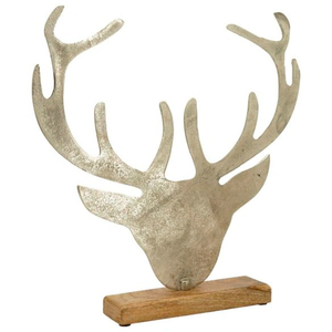 Great Quality White Metal Reindeer Figurines With Natural Wooden Bases <b>Christmas</b> Home Decor Mantel Shelf Ornaments Figurine - Product Image 2
