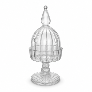 Brûleur d'encens en verre côtelé transparent avec couvercle en dôme, porte-encens décoratif de style cristal pour la décoration de la maison - Product Image 4