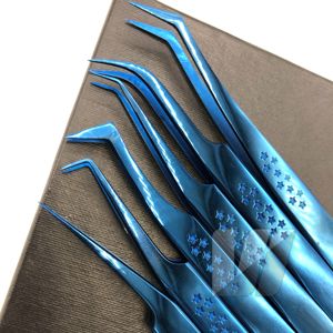 Pince à épiler professionnelle japonaise en acier inoxydable avec logo personnalisé pour extensions de cils, outil pointu durable au plasma bleu, polyvalente - Product Image 3