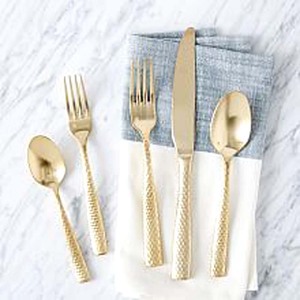 Ensemble d'argenterie en acier inoxydable pour restaurant d'hôtel avec poignée ronde longue en or cuillère couteau et fourchette ensemble de couverts pour mariage - Product Image 5