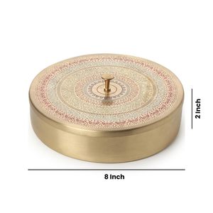 กล่องเครื่องเทศทองเหลืองดีไซน์แกะสลักด้วยมือพร้อมกล่องเครื่องเทศโลหะทรงกลมสีสดใส - Product Image 2