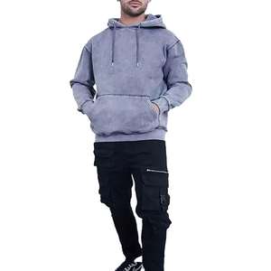 Sudaderas con capucha clásicas para hombre con lavado ácido con ajuste relajado y ropa de calle Vintage Look For Everyday Casual Comfort sudaderas con capucha para hombre - Product Image 3