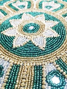Handcrafted Round <b>Beaded</b> <b>Placemats</b> for Dining Table Wedding Christmas Decoration Family Gathering Parties - Product Image 4