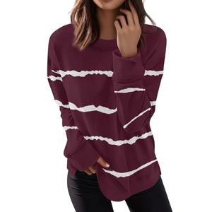 Suéteres de Algodón a Rayas para Mujer, Primavera-Otoño, Sudadera con Capucha de Manga Larga, Jersey Transpirable, Camisetas Casuales - Product Image 4