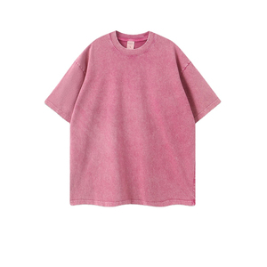 2025เสื้อยืดคอกลมเปิดไหล่สำหรับผู้ชายทรงโอเวอร์ไซส์ผ้าคอตตอนผ้า100% ฟอกสีกรด250แกรมสำหรับฤดูร้อน - Product Image 1