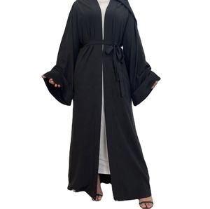 Alta calidad musulmán islámico Burqa frente abierto abaya vestido de mujer color sólido Casual moda de talla grande Abaya de mujer - Product Image 3