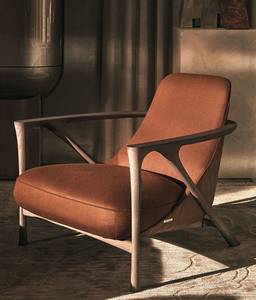 Fauteuil de salon moderne de luxe en teck massif, avec accoudoirs capitonnés à motif losanges, canapé individuel rembourré pour salon et hôtel - Product Image 3