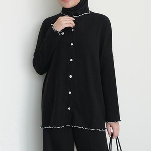 Cardigan en tricot ByMeldev - Vêtement d'extérieur en tricot côtelé basique avec décoration boutonnée pour un style décontracté automne-été - Product Image 2