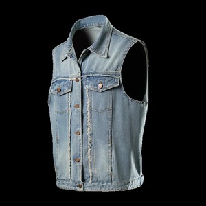 2025 <b>Men's</b> Sleeveless Blue <b>Denim</b> <b>Vest</b> Factory Price Cowboy Jacket Winter Breathable 100% Cotton High Street Style Customizable - Product Image 5