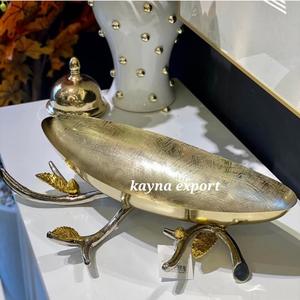 Bol à fruits en aluminium poli, design rayé, plaqué nickel, décoration de fête, décoration de la maison, bol design pour la cuisine - Product Image 3