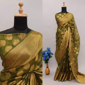 Blusa de Organza con tejido para mujer, blusa de tejido de Zari, tejido a la moda, fabricante de moda - Product Image 2