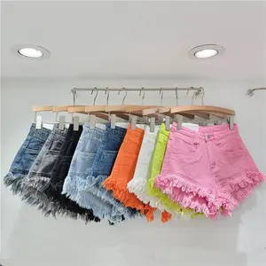 Shorts de Mezclilla de Cintura Alta para Mujer en Colores Dulces - Product Image 1