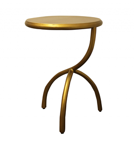 Table d'appoint pliable en métal doré avec finition brillante, design unique en forme de cône, revêtement en poudre, mobilier durable pour salon et chambre à coucher - Product Image 3