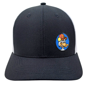 Casquette Trucker en Toile Noire Brodé(e) à 6 Panneaux avec Motif Dessin Animé, Structurée, Maille Blanche, Boucle Simple en Plastique, Haute Qualité - Product Image 1