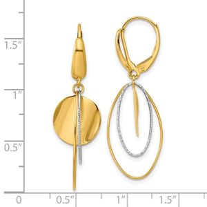 ต่างหูทรงหยดน้ำแบบเรขาคณิตเคลือบเงา/เจียระไนสองสี 14K ของเลสลี แบบห้อยระย้า - Product Image 5