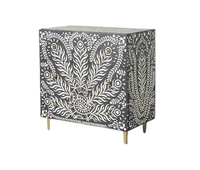 Commode à 4 tiroirs en os incrusté, motif chevron, design moderne, noir et blanc, best-seller, pour la maison, le bureau ou le salon