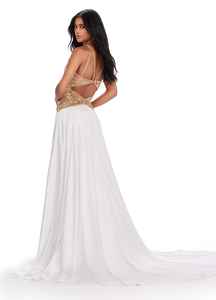 Robes d'invité de mariage de bal de soirée pailletées et perlées pour femmes blanches élégantes sans longueur de sleeveb pour les fêtes d'anniversaire - Product Image 4