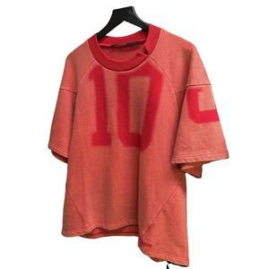 Camiseta Extra Grande de Algodón Grueso Personalizada, Unisex, Estilo Vintage, Lavada al Ácido, Decolorada por el Sol, Estilo Retro, Corte de Camiseta de Fútbol, Camiseta Corta Cuadrada para Hombre - Product Image 1