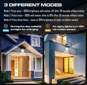 HYBEC-lampada solare esterna con sensore di movimento, illuminazione solare automatica per giardino, ingresso o terrazza 5W - Product Image 4
