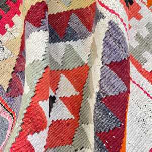 Turkish Small Rug 2.8x4.4 ft, <b>Red</b> Abstract Vintage <b>Wool</b> Rug - Product Image 5