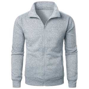 Venta al por mayor para hombre Casual Sports Zipper Stand Collar Hoodie Coat Solid Color Cardigan para hombres - Product Image 1