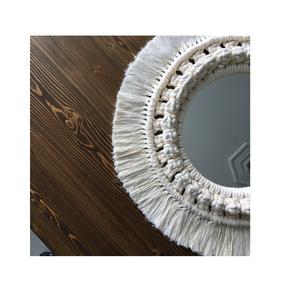Miroir mural en macramé en forme de coeur aspect standard finition naturelle décoration de Noël colorée et décorative - Product Image 4