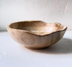 Cuenco de madera de acacia respetuoso con el medio ambiente y sostenible, cuenco central para decoración de mesa, cuenco de madera con bordes naturales - Product Image 3