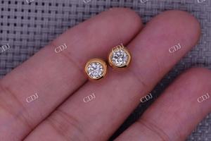 Nouveauté 1.0CTW VVS 18k jaune or coupe Moissanite Solitaire boucles d'oreilles femmes fête bijoux cadeau - Product Image 5