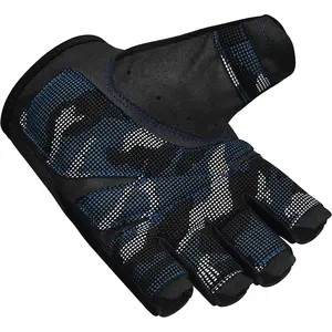 Alta calidad personalizable medio dedo azul gimnasio guantes venta al por mayor equipo de entrenamiento para el levantamiento de pesas Powerlifting Fitness entusiastas - Product Image 2