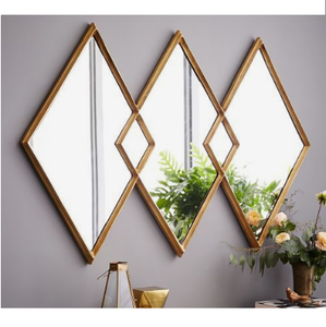 กระจกขนาดกลางพร้อมกรอบโลหะสีทองติดผนังกระจกห้องนอนและห้องน้ำดีไซน์สวย - Product Image 5