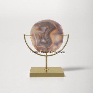 <b>Leaf</b> Shape Decorative Tabletop Sculpture Gold Color Shiny Polished With Black Color Powder Coated Luxurious Design Handcrafted - Product Image 5