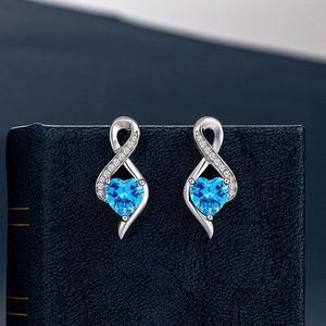 Jeulia Rose Gold Sterling Silver Custom Twist Heart <b>Stud</b> <b>Earrings</b> with Opal Diamond <b>Emerald</b> - Product Image 4