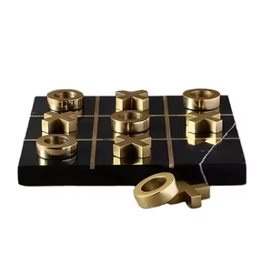 Jeu de tic tac toe en marbre et laiton fait à la main jeu de société en laiton marbre meilleur design - Product Image 2