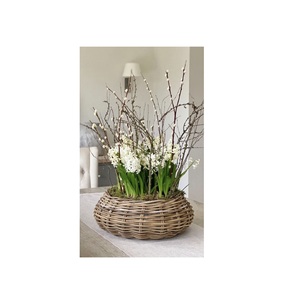 Cesta de maceta de cuerda de yute tejida a mano con soporte, diseño único, cesta de mimbre para interiores y exteriores hecha de hierro y ratán - Product Image 1