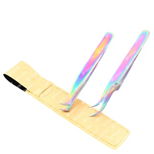 Pinzas para Pestañas Profesionales de Punta de Fibra, Color Arcoíris, 90 Grados, Marca Privada, Acero Inoxidable Japonés, Herramienta de Belleza - Product Image 6