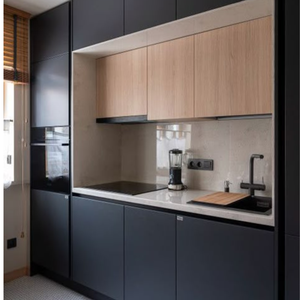 Armoire de cuisine moderne en bois modulaire avec îlot LED, en MFC, MDF, contreplaqué, stratifié marbre, personnalisable pour appartement, de la marque JY Project - Product Image 6