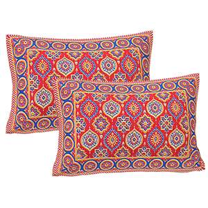 Red Floral 240 TC 100% Cotton Bedsheet Set Super <b>King</b> <b>Size</b> with 2 Pillow Covers Home Use (SHKV1086) - Product Image 3